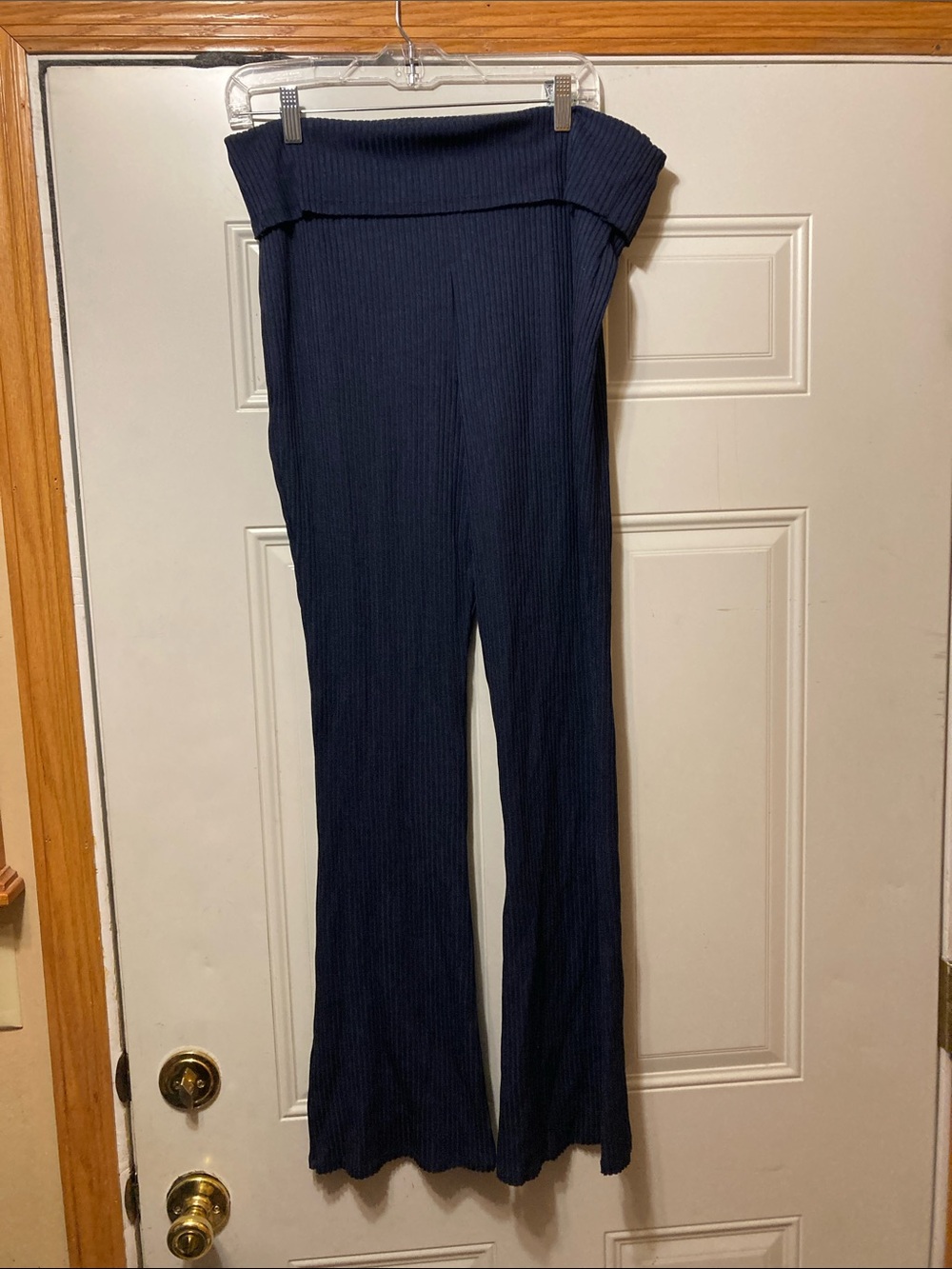 Ribbed Wide-Leg Pants - Navy XL NWT
